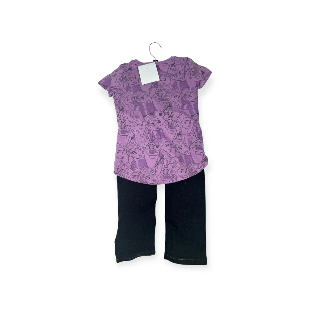 Disney Frozen II Outfit Chill Vibes Shirt & Jeans Set Purple Black Sz‎ 6